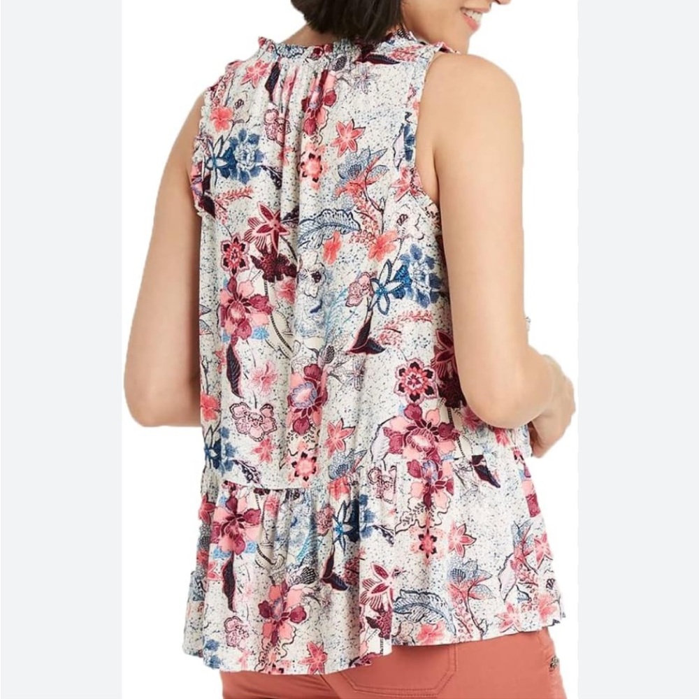 Knox Rose Pink and Red Ruffled Blouse